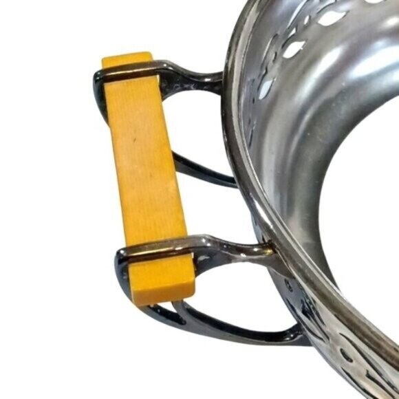 Vintage 1881 Rogers Canada Footed Bone Handled Silver Plated Casserole Holder - Picture 5 of 7